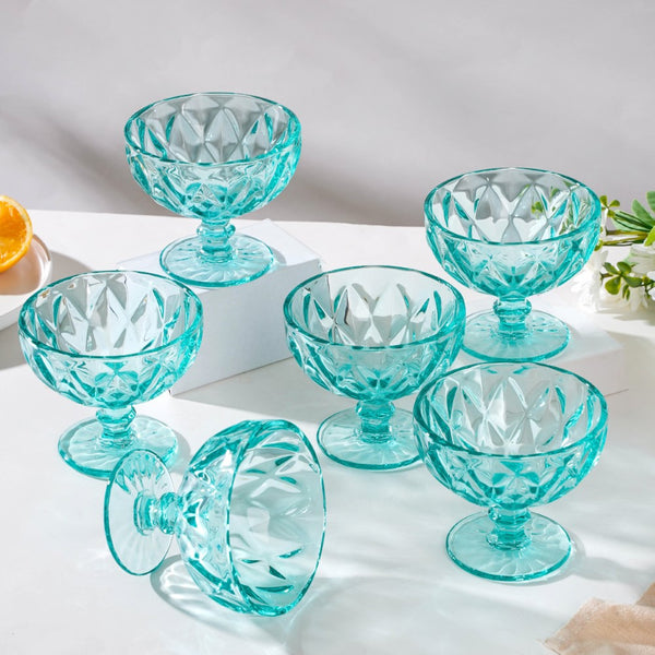 Dessert Serving Bowl Teal Set Of 6 300 ml