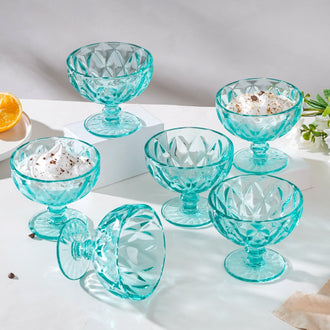 Dessert Serving Bowl Teal Set Of 6 300 ml