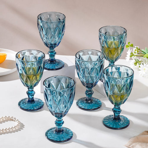 Crystal Red Wine Glass Blue Set Of 6 300 ml