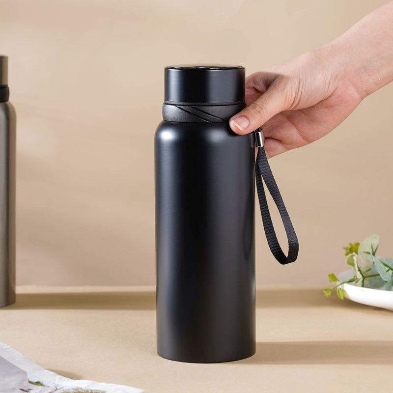 Steel Flask Black 800 ml - Water bottle, flask, steel water bottle | Flask for Travelling