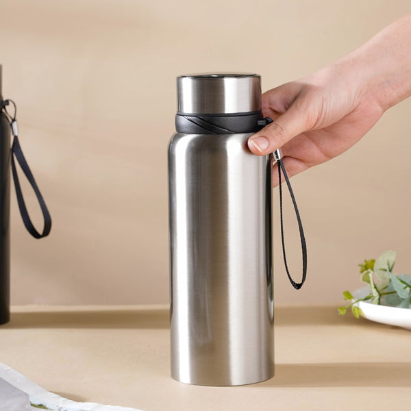 Steel Flask Grey 800 ml - Water bottle, flask, drinking bottle | Flask for Travelling & Gym