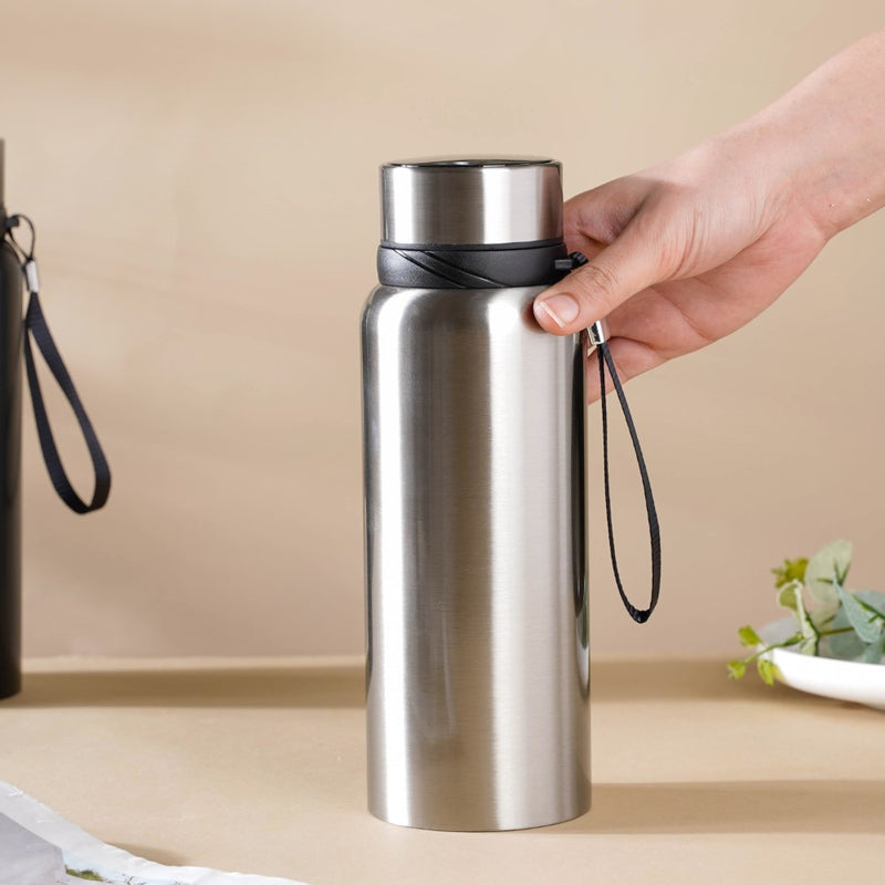 Steel Flask Grey 800 ml - Water bottle, flask, drinking bottle | Flask for Travelling & Gym