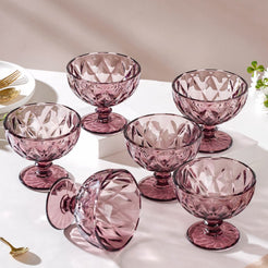 Rose Dessert Serving Glass Mauve Set Of 6 300 ml