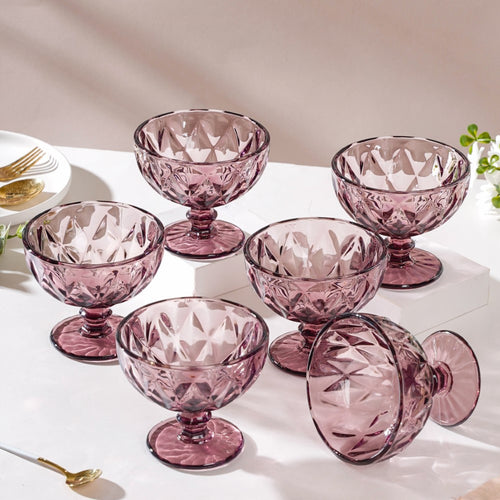 Rose Dessert Serving Glass Mauve Set Of 6 300 ml