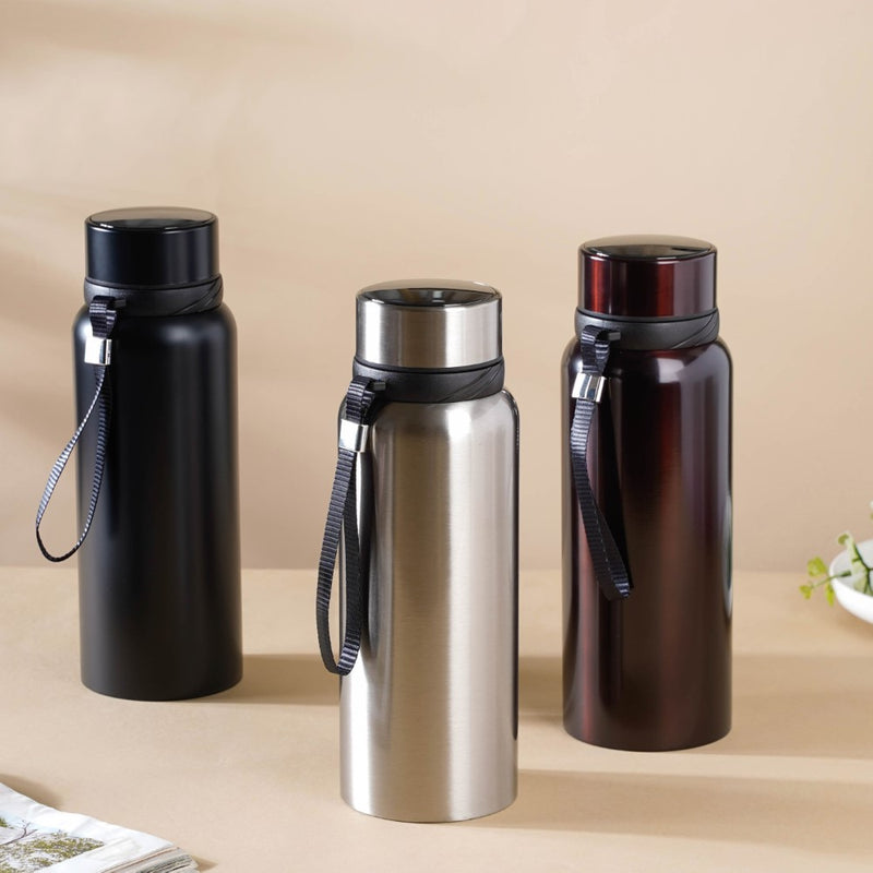 Steel Flask Grey 800 ml - Water bottle, flask, drinking bottle | Flask for Travelling & Gym