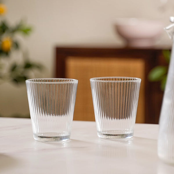 Short Striped Glassware Set of 2