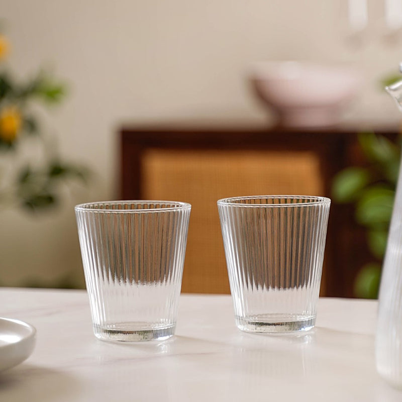 Short Striped Glassware Set of 2
