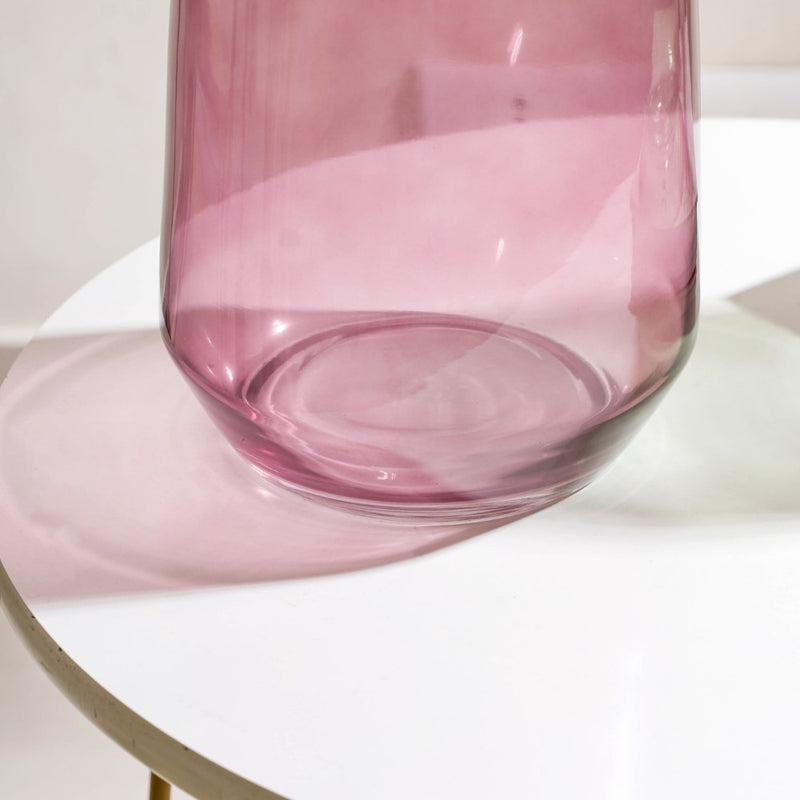 Clear Glass Gold Detailed Vase Purple 11 Inch - Glass flower vase for home decor, office and gifting | Home decoration items