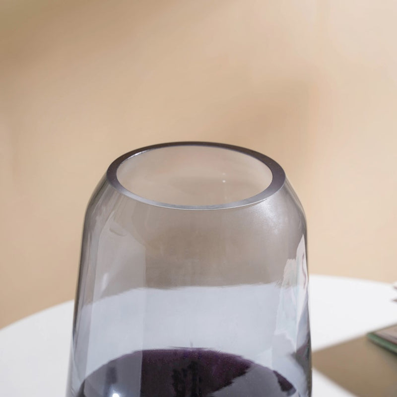 Clear Glass Vase Grey 7 Inch - Glass flower vase for home decor, office and gifting | Home decoration items