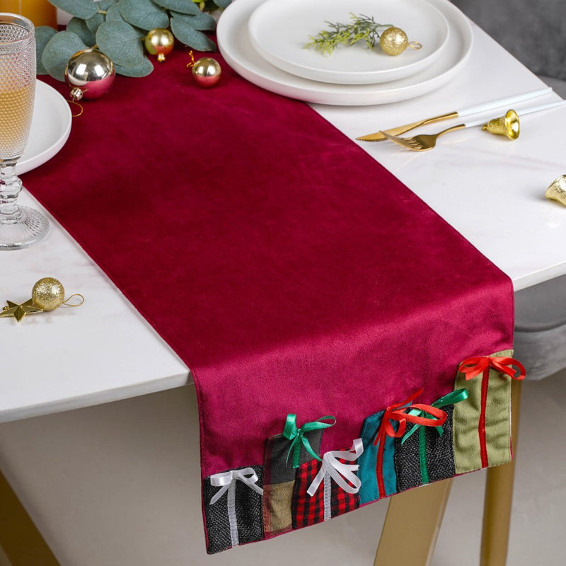 Xmas Presents Table Runner Red 72 Inch X 13 Inch