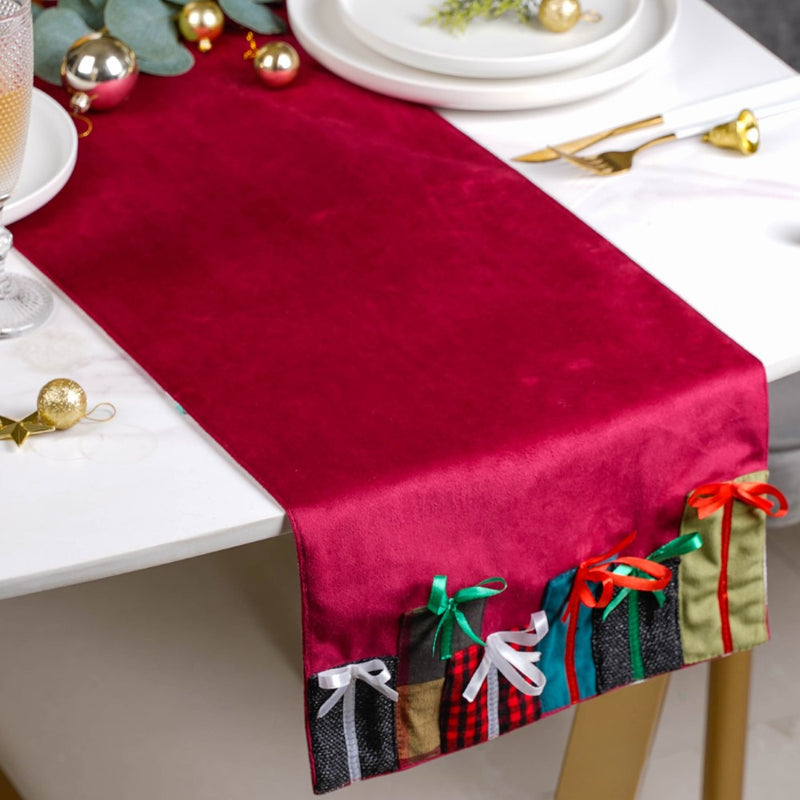 Xmas Presents Table Runner Red 72 Inch X 13 Inch