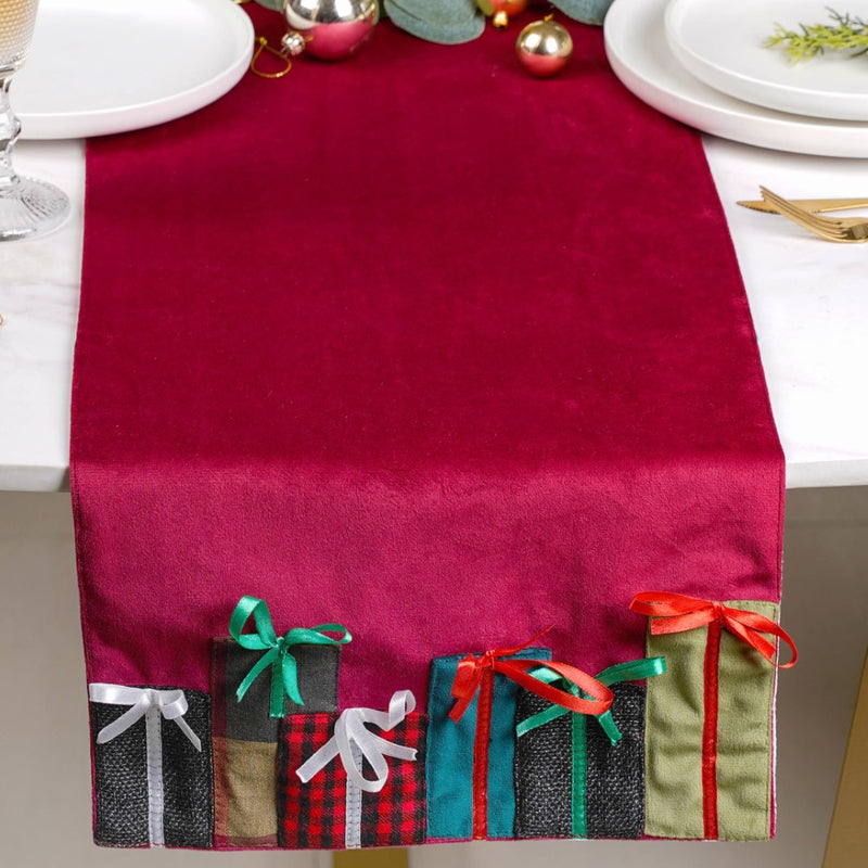 Xmas Presents Table Runner Red 72 Inch X 13 Inch