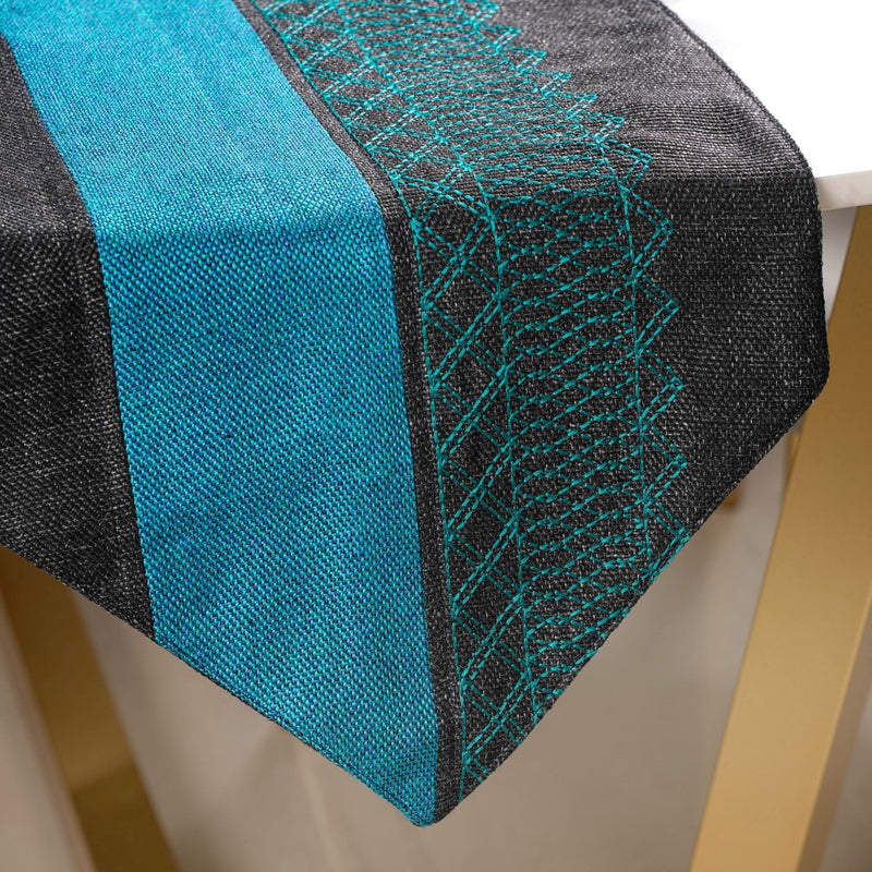 Woven Jute Table Runner Blue 72 Inch
