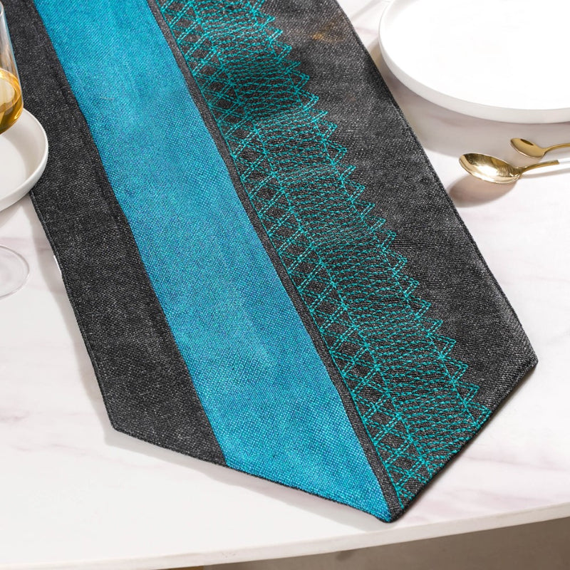 Woven Jute Table Runner Blue 72 Inch