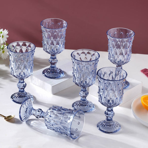 Grande Crystal Wine Glass Blue Set Of 6 300ml