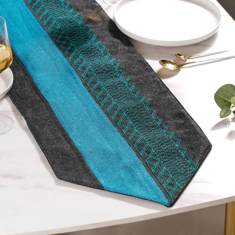 Woven Jute Table Runner Blue 72 Inch