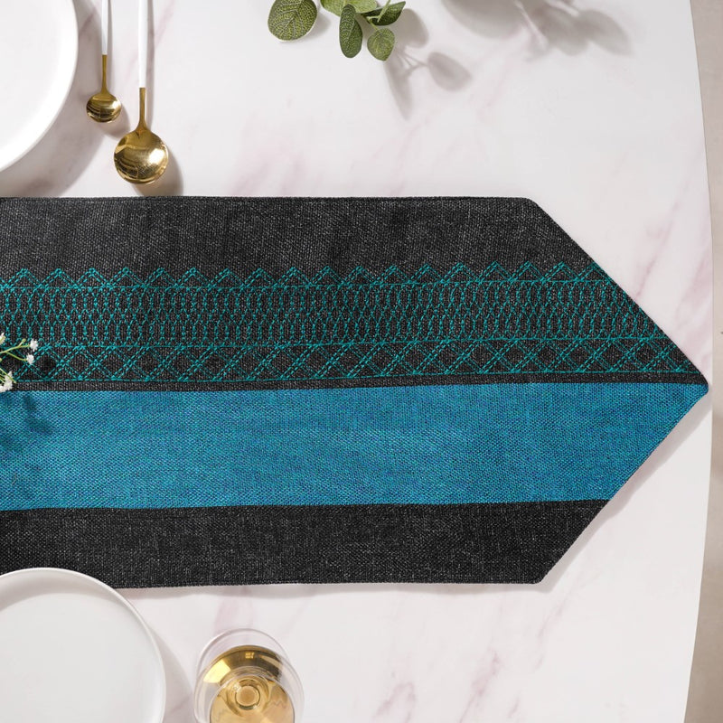Woven Jute Table Runner Blue 72 Inch