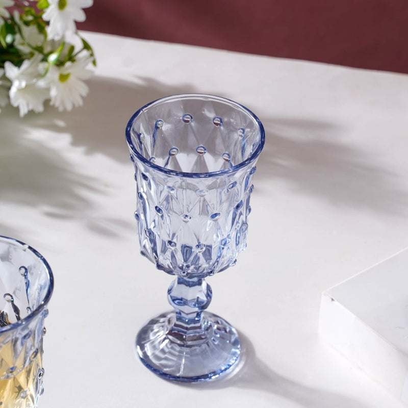 Stemmed Crystal Wine Glass Blue Set Of 6 300ml