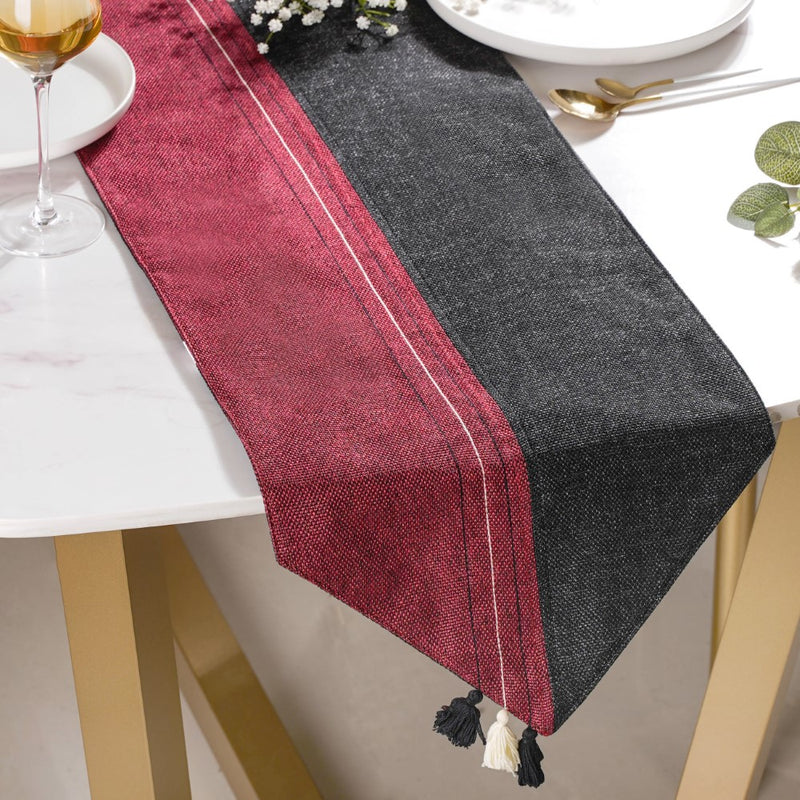 Jute Dining Table Runner Black 72 Inch