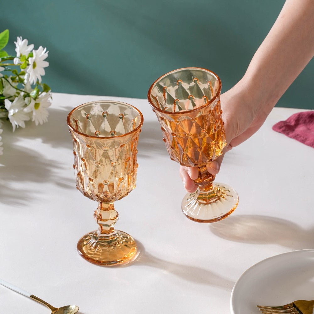 Buy Rose Wine Glass Set Online In India