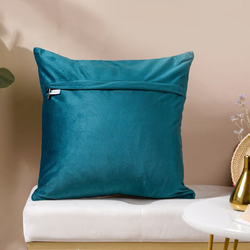 Beryl Green Quilted Velvet Cushion Cover 16 x 16 Inch