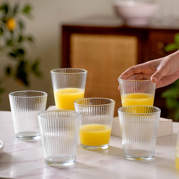 Set Of 6 Fluted Glass Tumbler 260ml