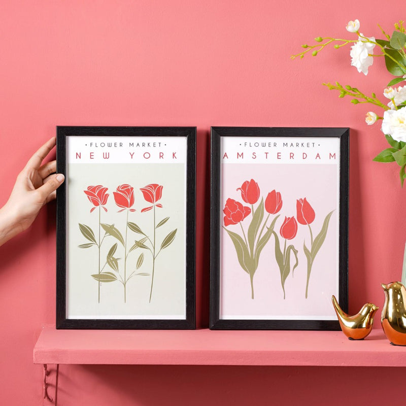 Floral Framed Wall Art Set Of 2 13x9 Inch - Picture frames wall art for wall decoration, wall design | Room decoration items