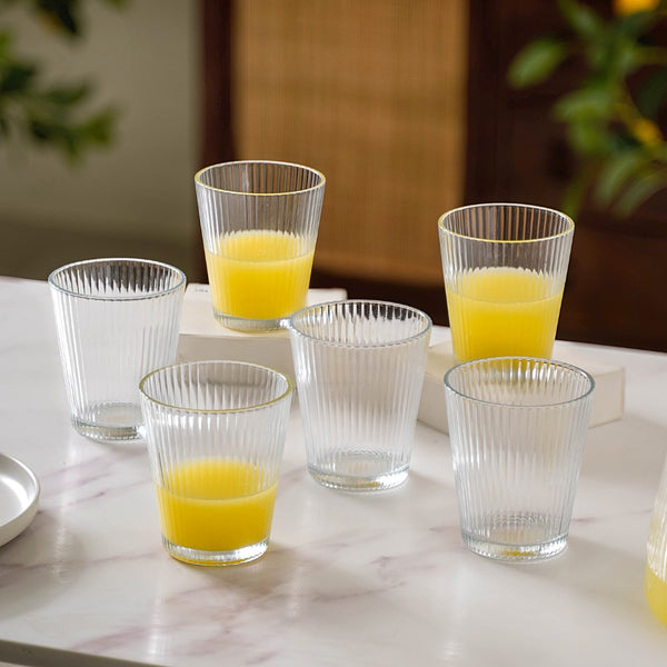 Set Of 6 Fluted Glass Tumbler 260ml