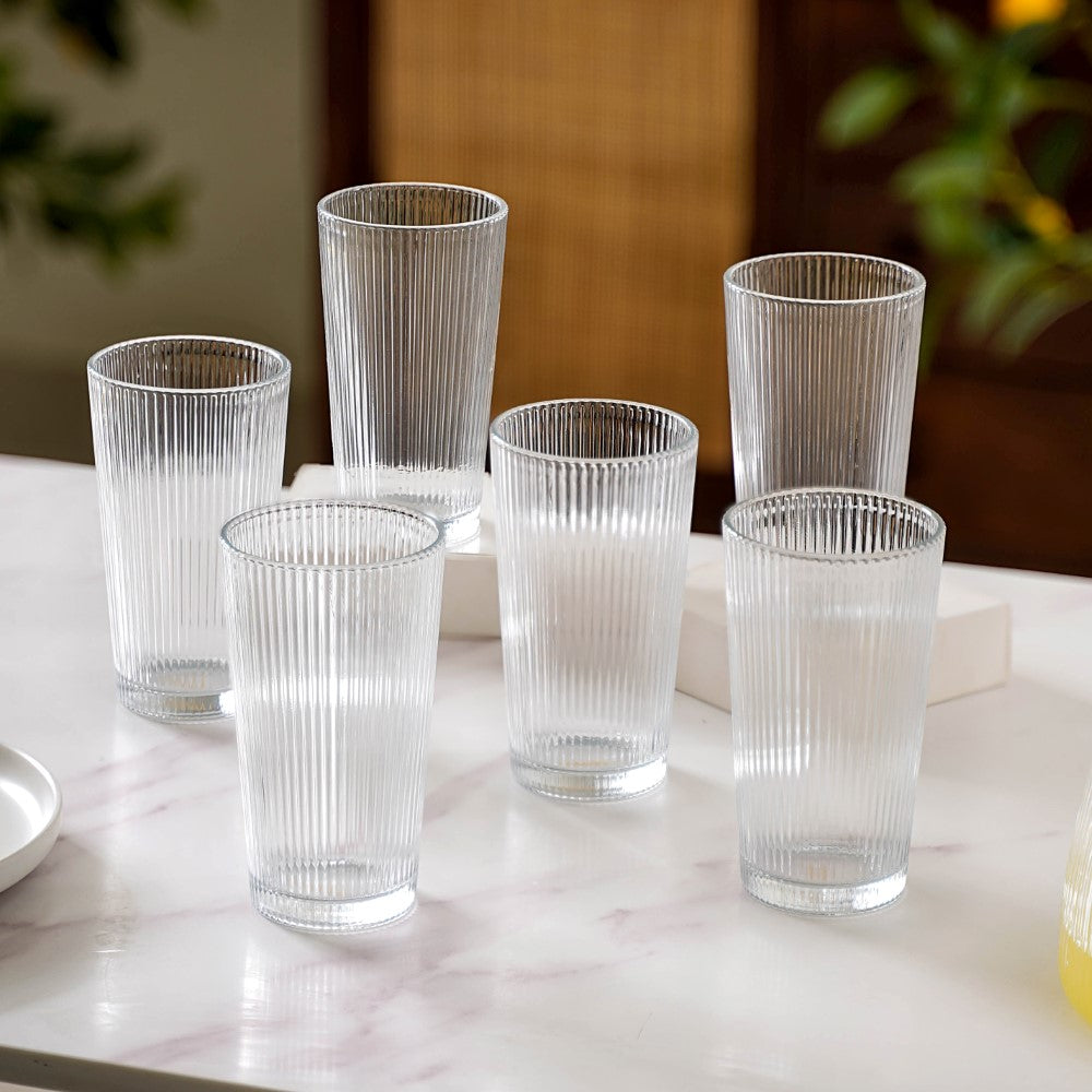 Buy Decorat-In 350ML Tall Water and Juice Glass Set of 6, Tall