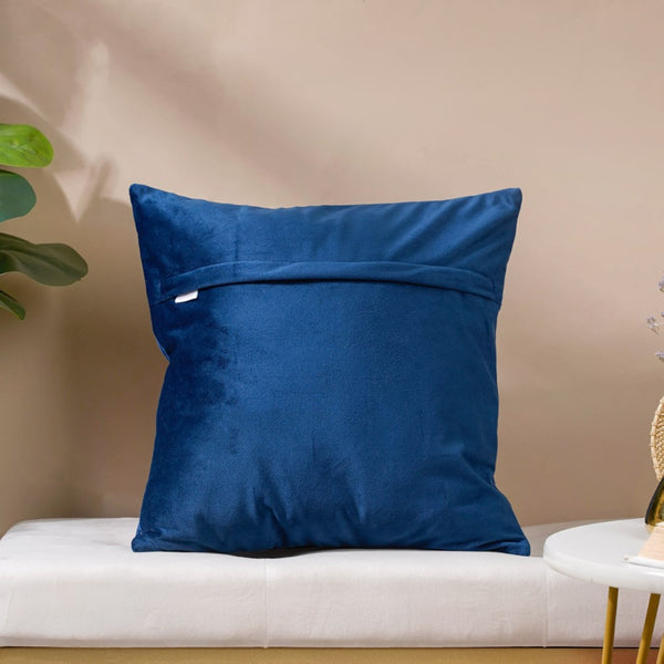 Marilee Blue Quilted Velvet Cushion Cover 16 x 16 Inch