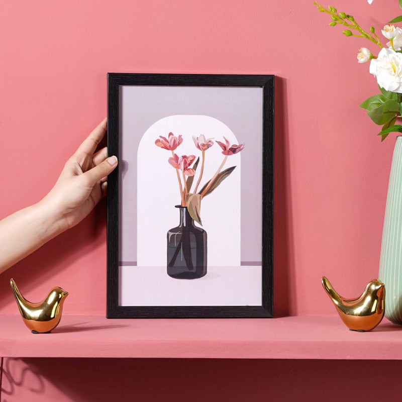 Flower In Vase Framed Wall Art 13x9 Inch - Picture frames wall art for wall decoration, wall design | Room decoration items