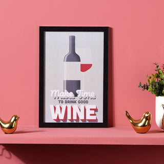 Time For Wine Framed Poster 13x9 Inch
