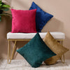 Marilee Blue Quilted Velvet Cushion Cover 16 x 16 Inch