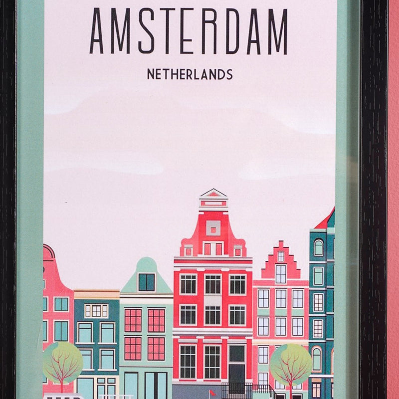 Vintage Travel Framed Poster Set Of 2 13x9 Inch - Framed posters wall art for wall decoration, wall design | Room decoration items