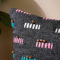 Adria Threadwork Beaded Jute Cushion Cover Black 16 x 16 Inch