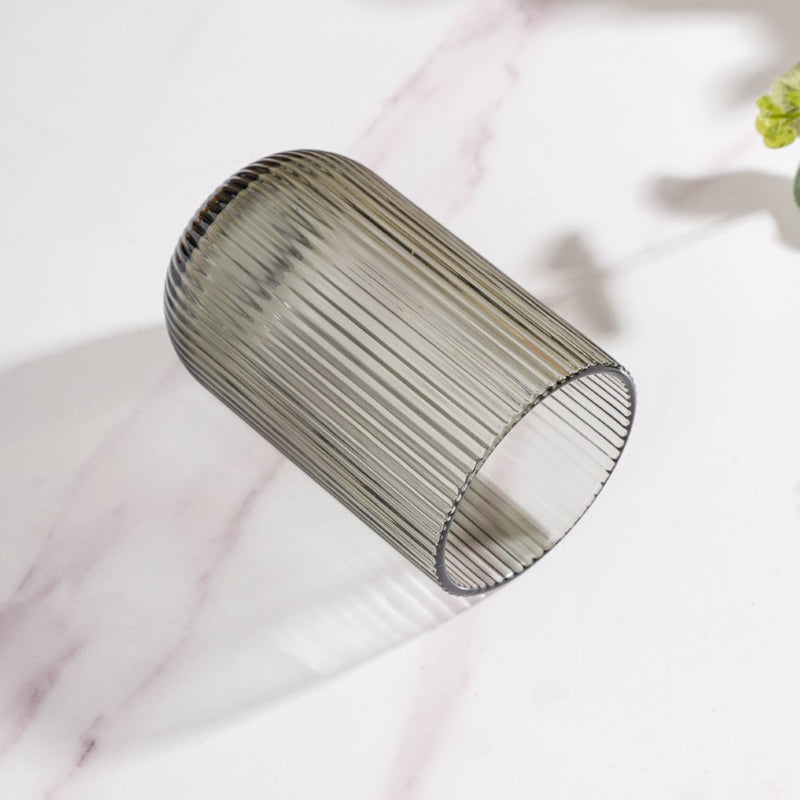 Ribbed Drinking Glass Ash Grey Set Of 6 350ml