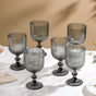 Ribbed Wine Glass Goblet Ash Grey Set Of 6 350ml