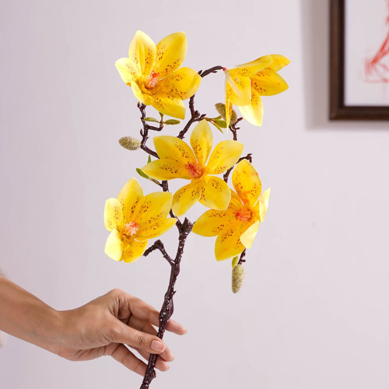Decorative Lily Flower Stem Yellow - Artificial flower | Home decor item | Room decoration item