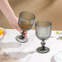 Ribbed Texture Stemmed Wine Glass Ash Grey Set Of 6 350ml