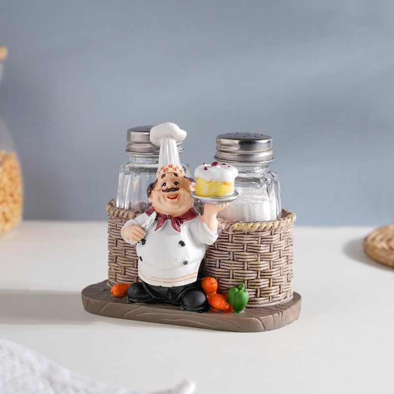 Chef With Cake Salt and Pepper Jars - Showpiece | Home decor item | Room decoration item