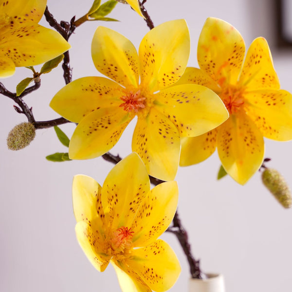 Decorative Lily Flower Stem Yellow - Artificial flower | Home decor item | Room decoration item