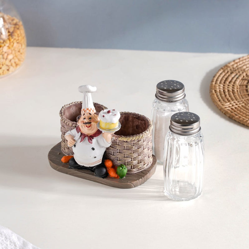 Chef With Cake Salt and Pepper Jars - Showpiece | Home decor item | Room decoration item