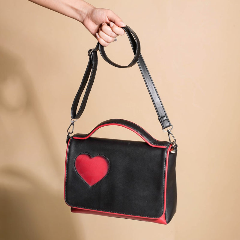 Heart Sling Bag Black And Red