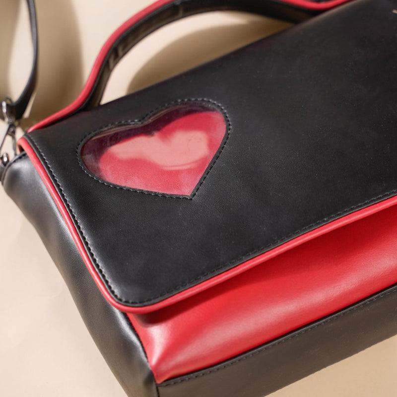 Heart Sling Bag Black And Red