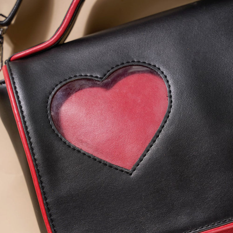 Heart Sling Bag Black And Red