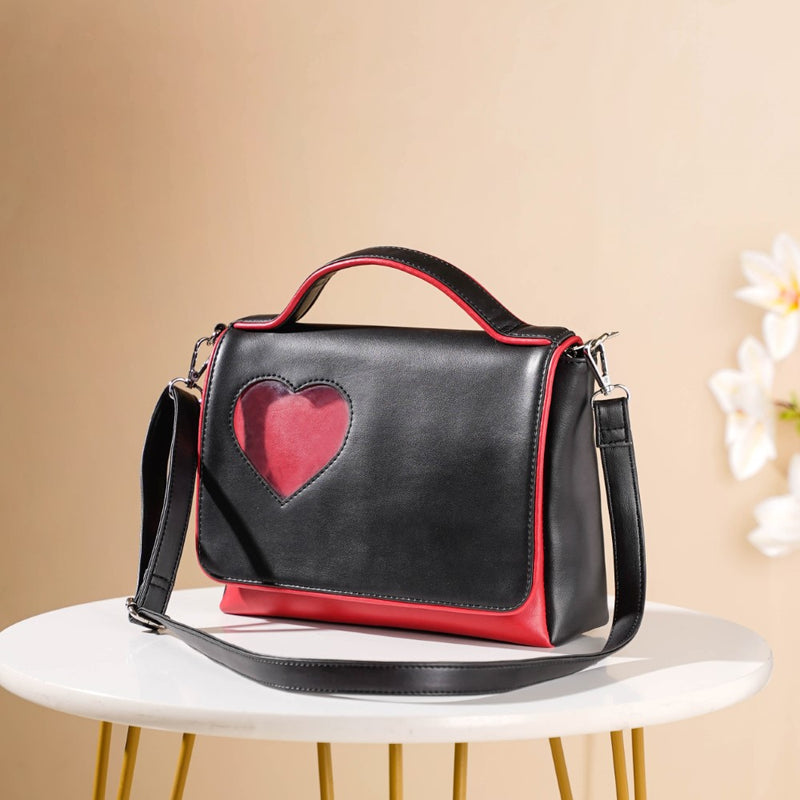 Heart Sling Bag Black And Red