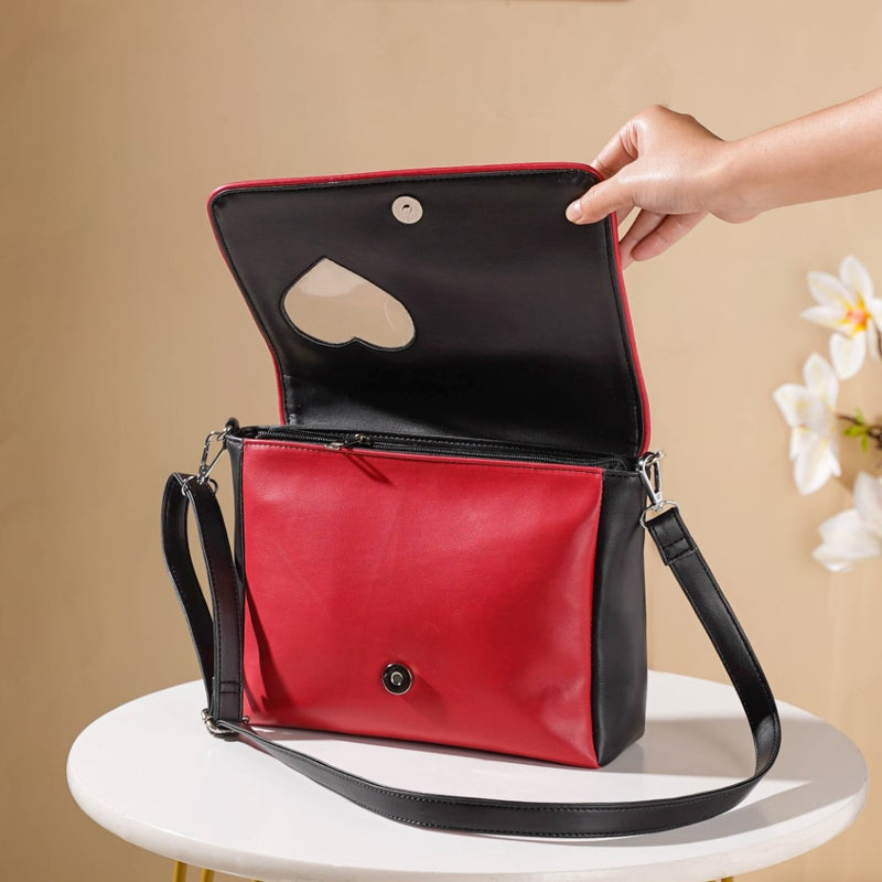 Heart Sling Bag Black And Red