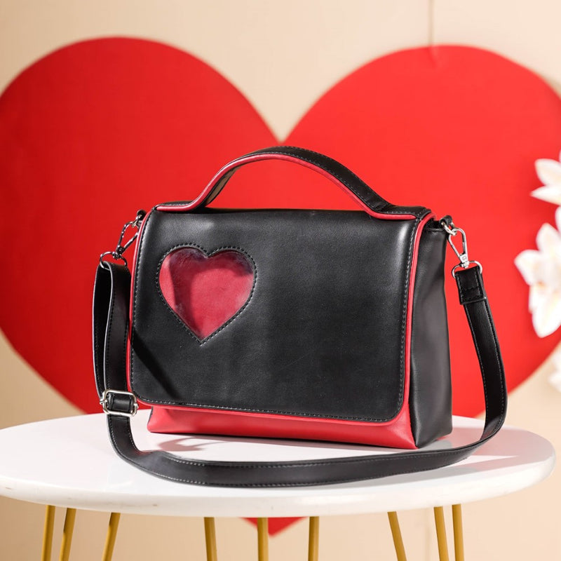 Heart Sling Bag Black And Red