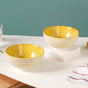 Patterned Snack Bowl Yellow Set Of 2 500ml - Bowl,ceramic bowl, snack bowls, curry bowl, popcorn bowls | Bowls for dining table & home decor