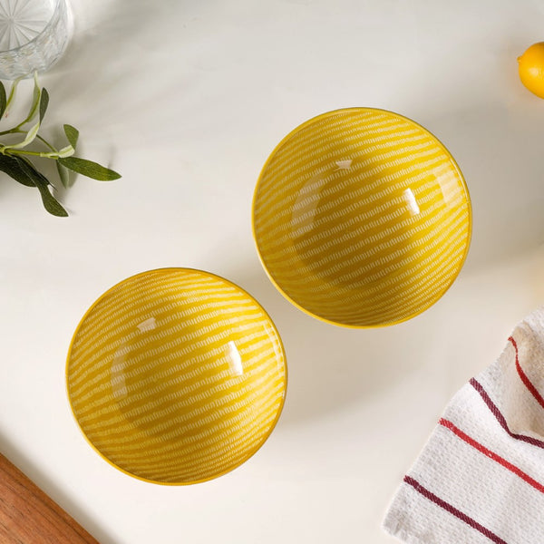 Patterned Snack Bowl Yellow Set Of 2 500ml